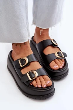 Sale Boto Damskie Klapki Na Masywnej Platformie Czarne Mililena