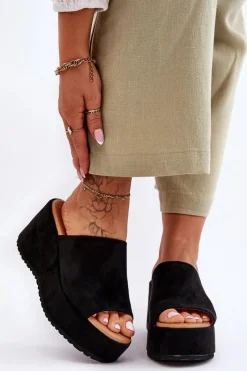 Klapki Na Koturnie|Klapki Na Platformie>Boto Damskie Klapki Na Masywnej Platformie Czarne Martina