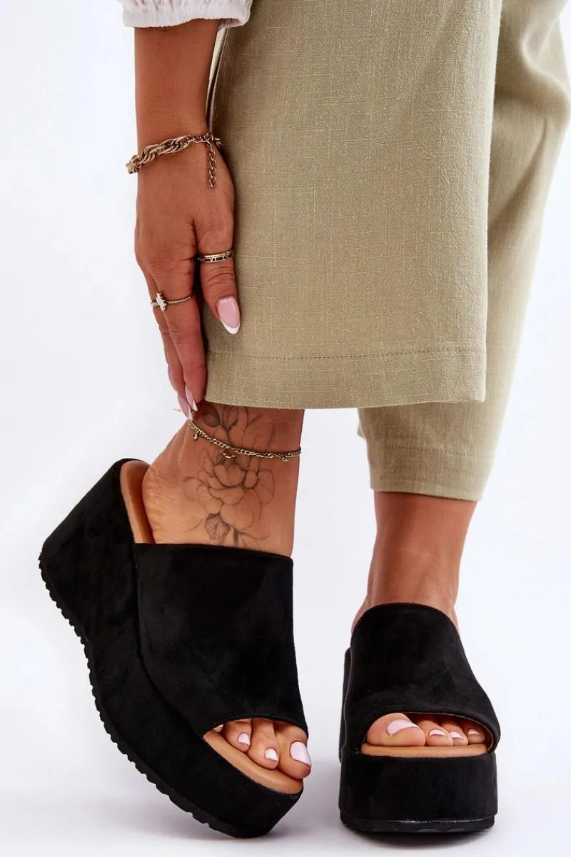 Klapki Na Koturnie|Klapki Na Platformie>Boto Damskie Klapki Na Masywnej Platformie Czarne Martina