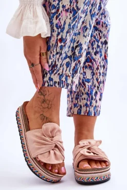 Klapki Na Platformie|Klapki Damskie Klasyczne>Boto Damskie Klapki Na Masywnej Platformie Jasnoróżowe Terisa