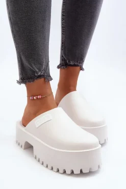 Clearance Damskie Klapki Na Masywnej Podeszwie Big Star NN274015 Białe Damskie Klapki Damskie Big Star|Klapki Damskie Klasyczne