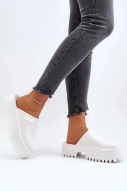 Clearance Damskie Klapki Na Masywnej Podeszwie Big Star NN274015 Białe Damskie Klapki Damskie Big Star|Klapki Damskie Klasyczne