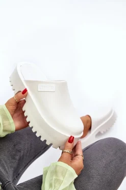 Clearance Damskie Klapki Na Masywnej Podeszwie Big Star NN274015 Białe Damskie Klapki Damskie Big Star|Klapki Damskie Klasyczne