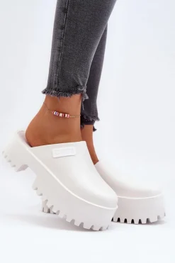 Clearance Damskie Klapki Na Masywnej Podeszwie Big Star NN274015 Białe Damskie Klapki Damskie Big Star|Klapki Damskie Klasyczne