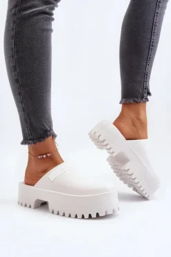 Clearance Damskie Klapki Na Masywnej Podeszwie Big Star NN274015 Białe Damskie Klapki Damskie Big Star|Klapki Damskie Klasyczne