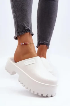 Clearance Damskie Klapki Na Masywnej Podeszwie Big Star NN274015 Białe Damskie Klapki Damskie Big Star|Klapki Damskie Klasyczne