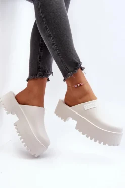 Clearance Damskie Klapki Na Masywnej Podeszwie Big Star NN274015 Białe Damskie Klapki Damskie Big Star|Klapki Damskie Klasyczne