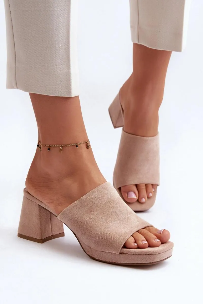 Klapki Na Obcasie|Klapki Damskie Klasyczne>Boto Damskie Klapki Na Obcasie Beżowe Bralya