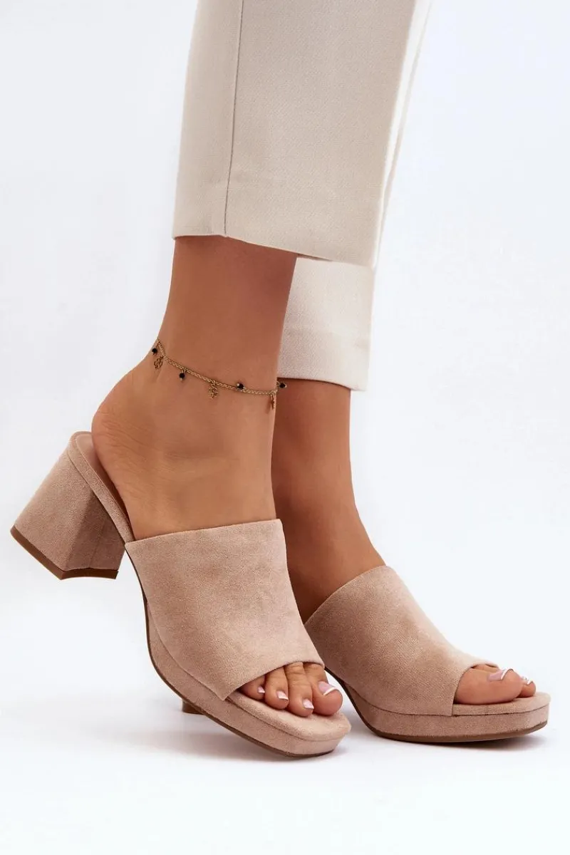 Klapki Na Obcasie|Klapki Damskie Klasyczne>Boto Damskie Klapki Na Obcasie Beżowe Bralya