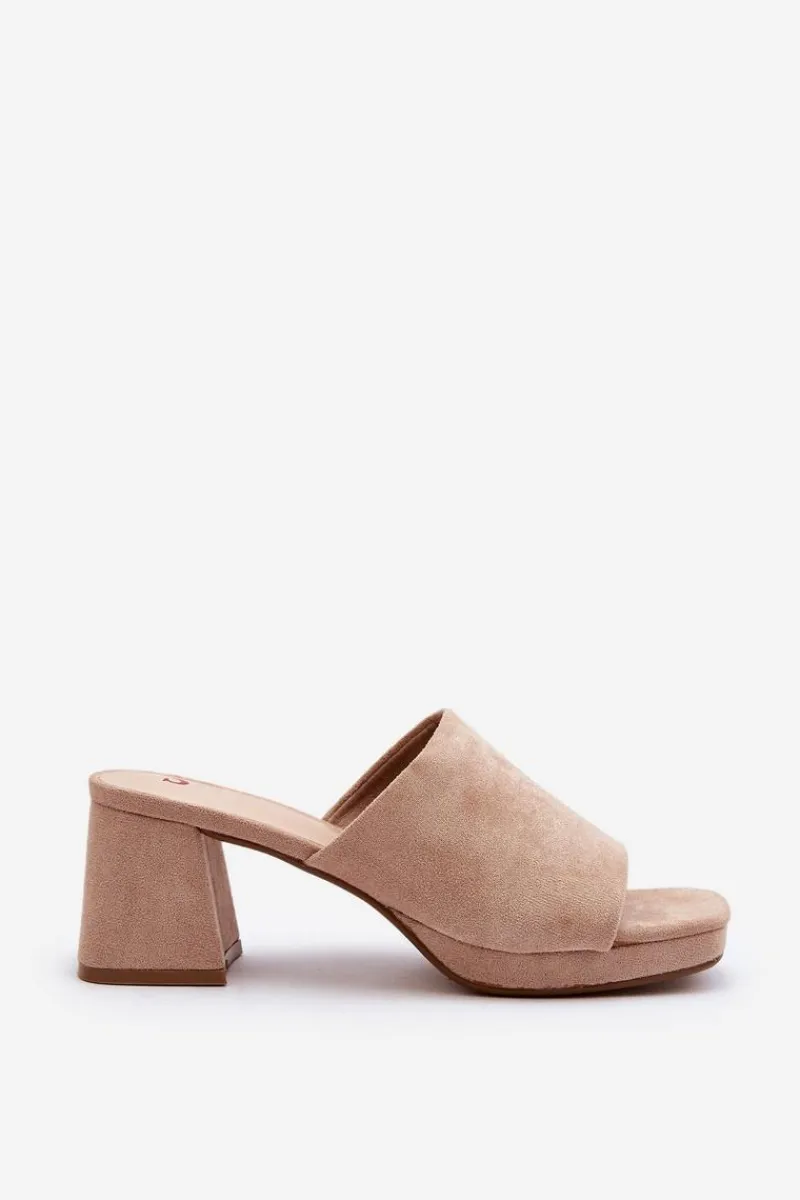 Klapki Na Obcasie|Klapki Damskie Klasyczne>Boto Damskie Klapki Na Obcasie Beżowe Bralya