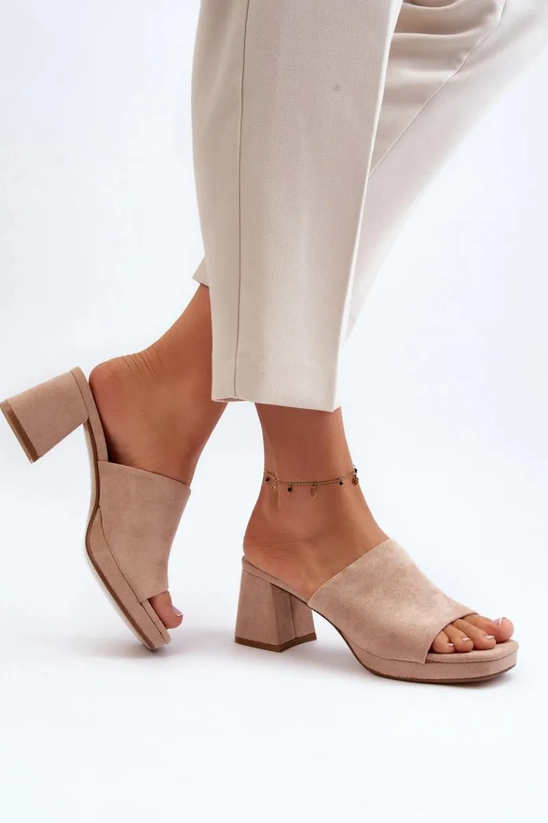 Klapki Na Obcasie|Klapki Damskie Klasyczne>Boto Damskie Klapki Na Obcasie Beżowe Bralya