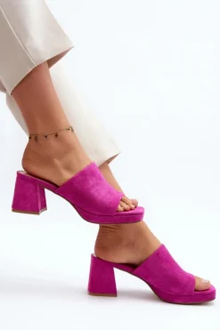 Sale Damskie Klapki Na Obcasie Fuksja Bralya Damskie Klapki Na Obcasie|Klapki Damskie Klasyczne