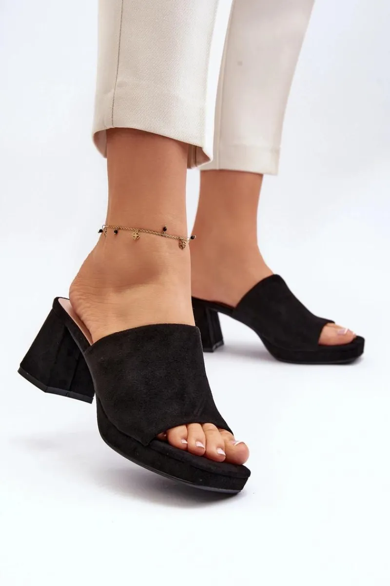 Best Boto Damskie Klapki Na Obcasie Czarne Bralya