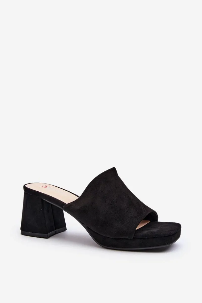 Best Boto Damskie Klapki Na Obcasie Czarne Bralya