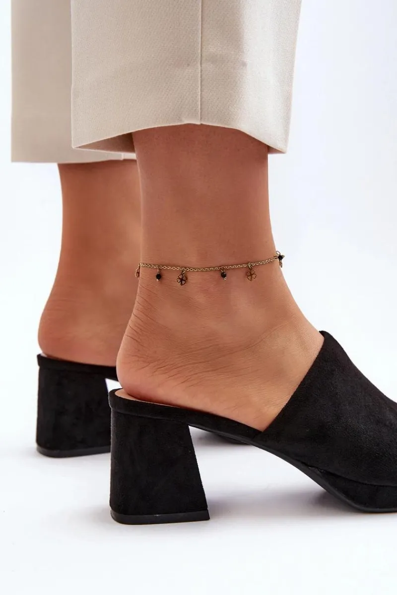 Best Boto Damskie Klapki Na Obcasie Czarne Bralya