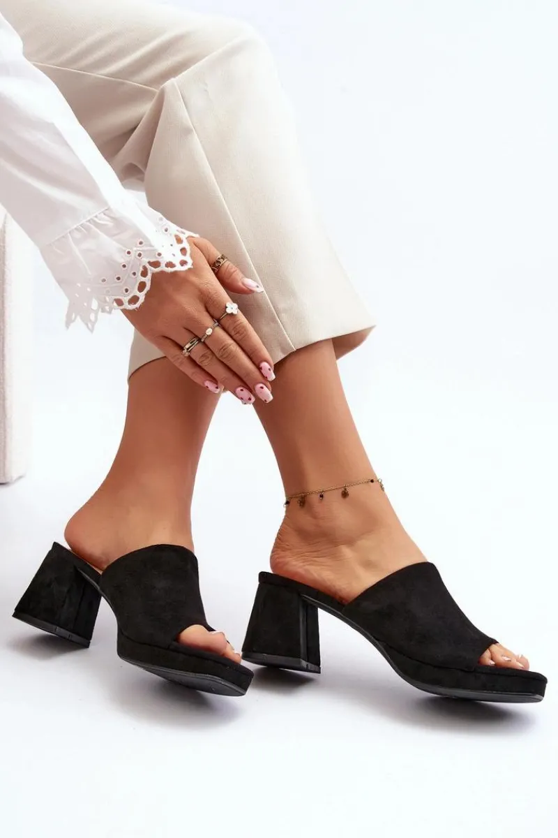 Best Boto Damskie Klapki Na Obcasie Czarne Bralya