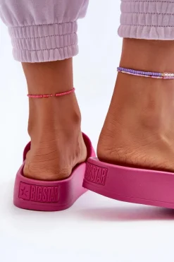 Hot Damskie Klapki Na Platformie Zamszowe Big Star NN274A672 Fuksja Damskie Klapki Damskie Big Star|Klapki Na Platformie