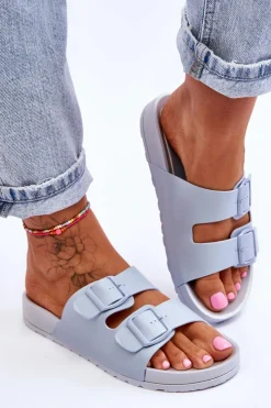 Sale Boto Damskie Klapki Na Platformie Niebieskie Vertigo