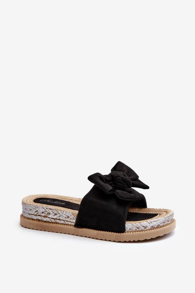 Klapki Na Platformie|Klapki Damskie Klasyczne>Boto Damskie Klapki Na Platformie Z Kokardą Czarne Aflia Czarny