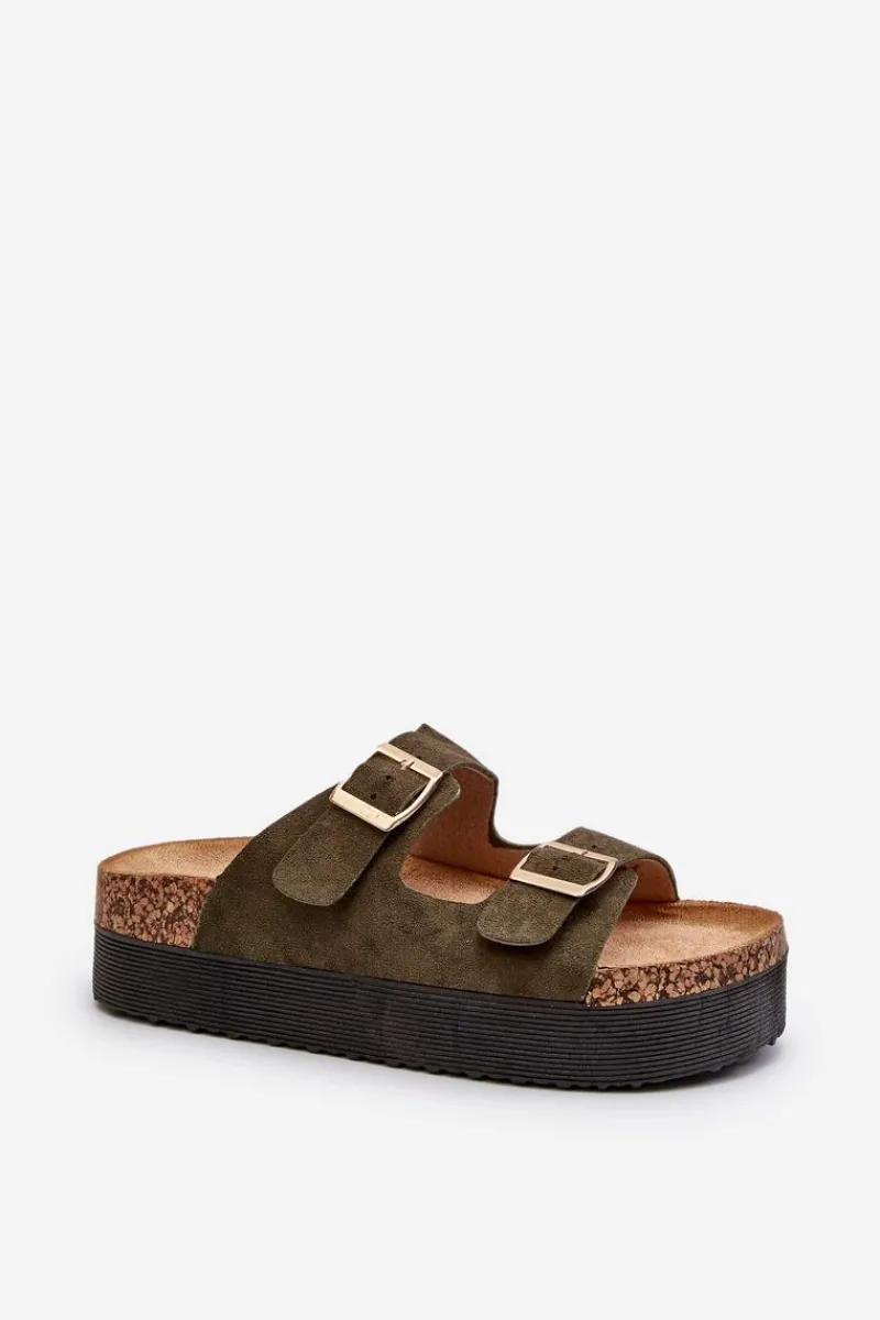 Online Damskie Klapki Na Platformie Z Klamrami Zielone Lolpey Damskie Klapki Korkowe|Klapki Damskie Klasyczne