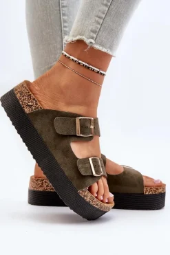 Online Damskie Klapki Na Platformie Z Klamrami Zielone Lolpey Damskie Klapki Korkowe|Klapki Damskie Klasyczne