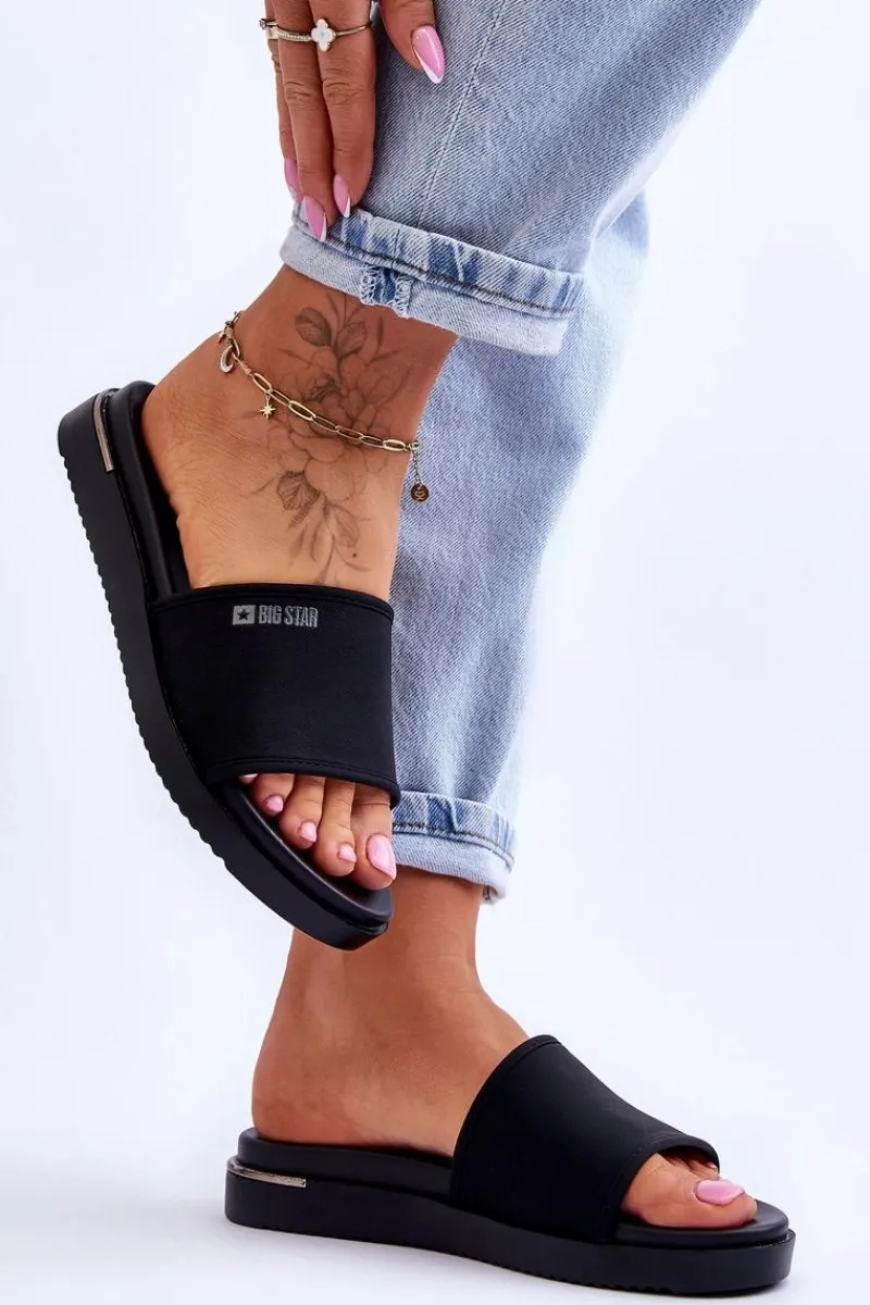 New Big Star Shoes Damskie Klapki Na Platformie Big Star LL274930 Czarne