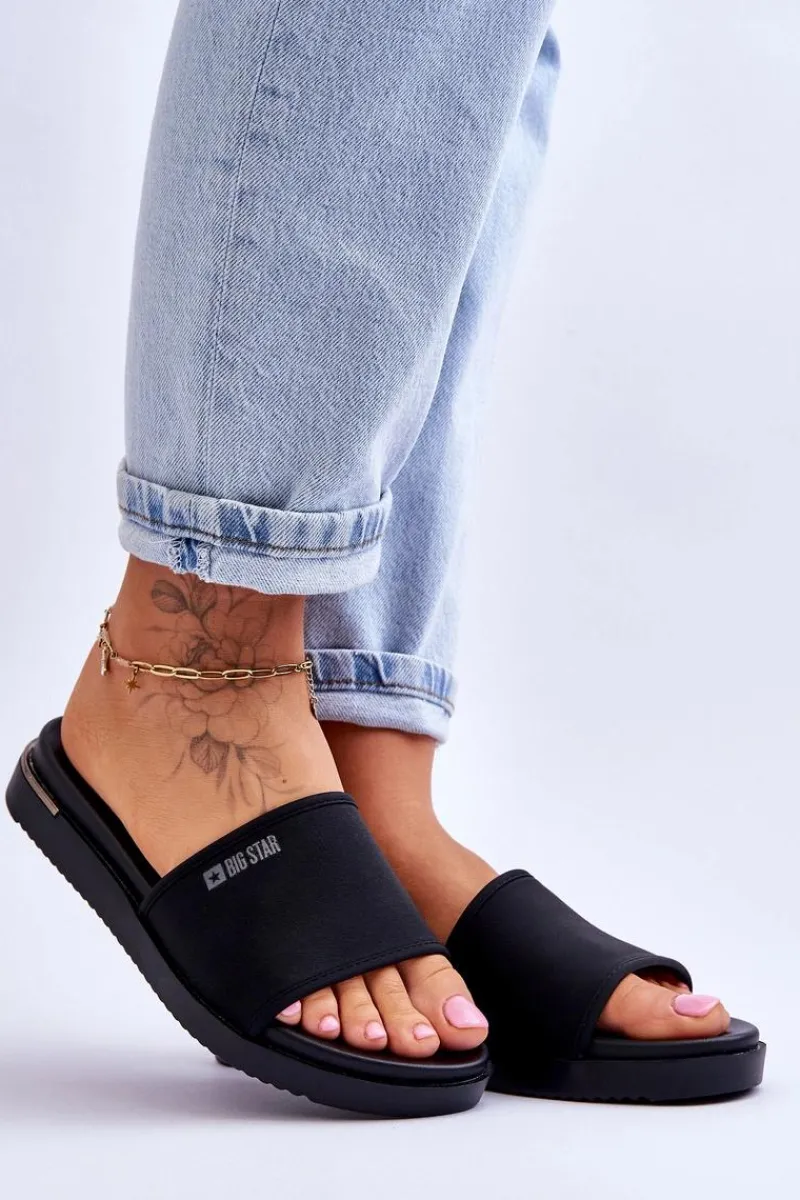 New Big Star Shoes Damskie Klapki Na Platformie Big Star LL274930 Czarne