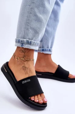 New Big Star Shoes Damskie Klapki Na Platformie Big Star LL274930 Czarne