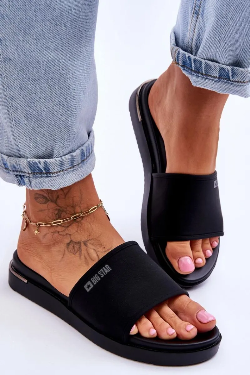 New Big Star Shoes Damskie Klapki Na Platformie Big Star LL274930 Czarne