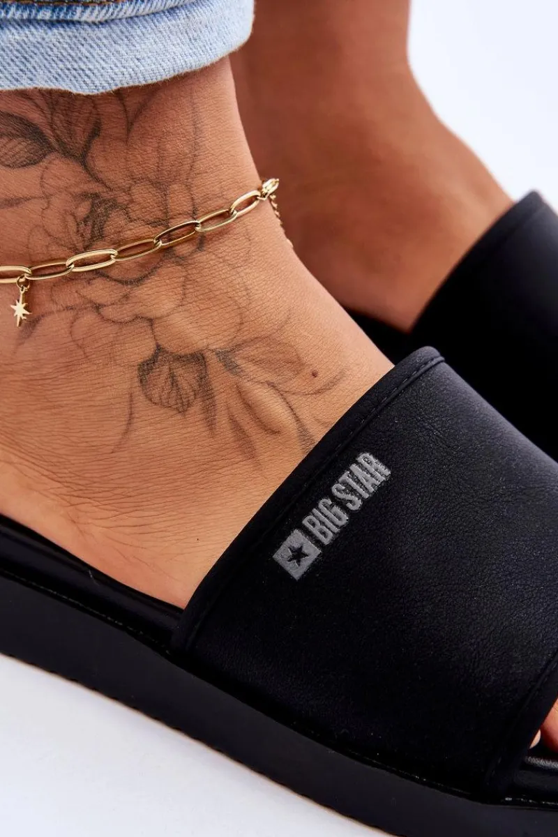 New Big Star Shoes Damskie Klapki Na Platformie Big Star LL274930 Czarne