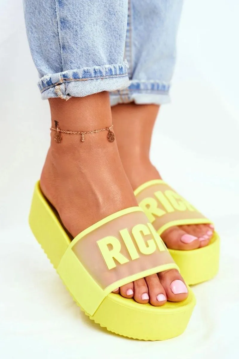 Klapki Sportowe|Klapki Na Platformie>Boto Damskie Klapki Na Platformie Żółte RICH