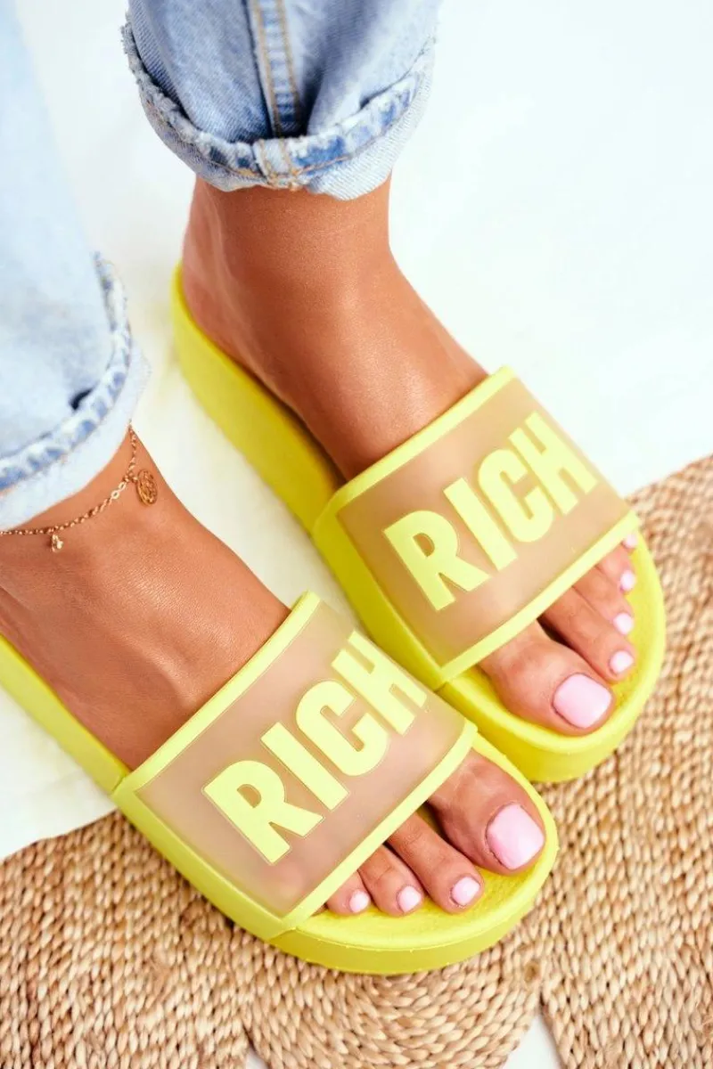 Klapki Sportowe|Klapki Na Platformie>Boto Damskie Klapki Na Platformie Żółte RICH