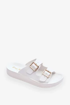 Sale Damskie Klapki Na Platformie Z Paskami Białe Clever Damskie Klapki Na Platformie|Klapki Damskie Klasyczne