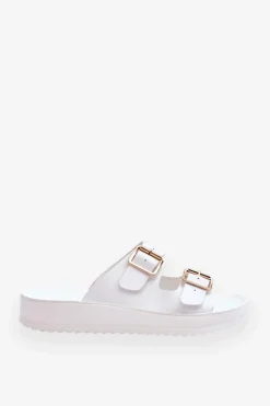 Sale Damskie Klapki Na Platformie Z Paskami Białe Clever Damskie Klapki Na Platformie|Klapki Damskie Klasyczne