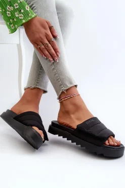 Online Damskie Klapki Na Platformie Big Star NN274772 Czarne Damskie Klapki Damskie Big Star|Klapki Na Platformie