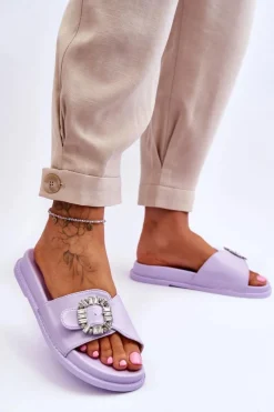 Online Boto Damskie Klapki Na Platformie Z Ozdobą Fioletowe Beneca