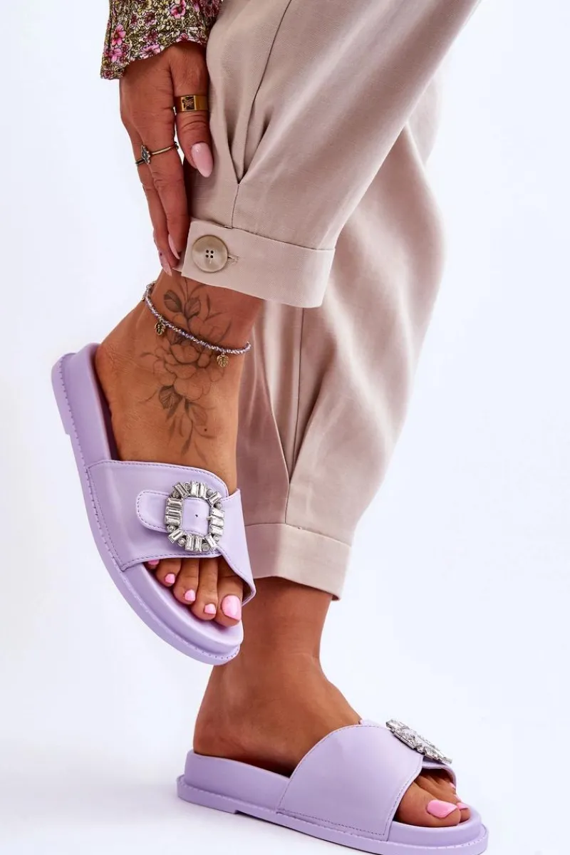 Online Boto Damskie Klapki Na Platformie Z Ozdobą Fioletowe Beneca