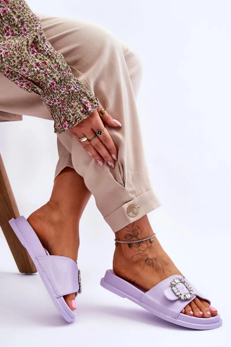 Online Boto Damskie Klapki Na Platformie Z Ozdobą Fioletowe Beneca