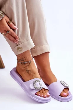 Online Boto Damskie Klapki Na Platformie Z Ozdobą Fioletowe Beneca
