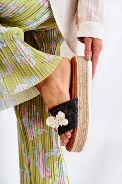 Clearance Damskie Klapki Na Platformie Z Muszelkami Czarne Tolia Damskie Klapki Na Platformie|Klapki Damskie Klasyczne