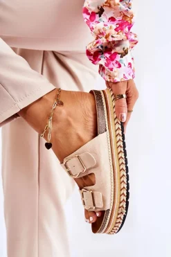 Damskie Klapki Na Platformie Beżowy Melisa Damskie Klapki Na Platformie|Klapki Damskie Klasyczne