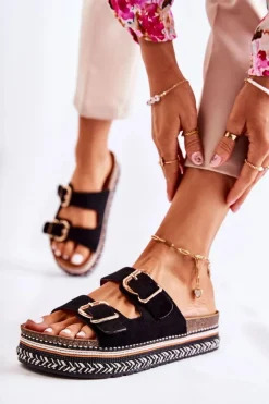 Sale Boto Damskie Klapki Na Platformie Czarne Melisa