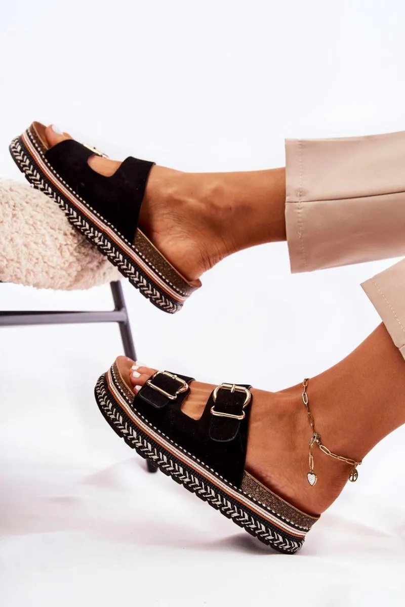 Sale Boto Damskie Klapki Na Platformie Czarne Melisa