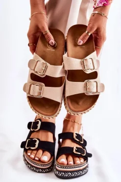 Sale Boto Damskie Klapki Na Platformie Czarne Melisa