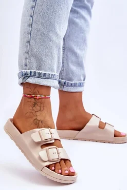 Hot Damskie Klapki Na Platformie Beżowe Vertigo Damskie Klapki Na Platformie