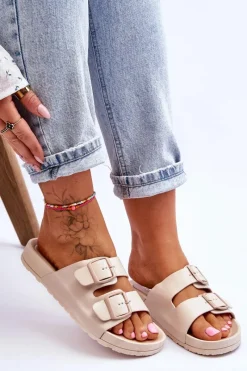 Hot Damskie Klapki Na Platformie Beżowe Vertigo Damskie Klapki Na Platformie