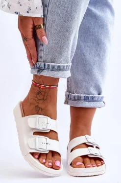 Best Boto Damskie Klapki Na Platformie Białe Vertigo