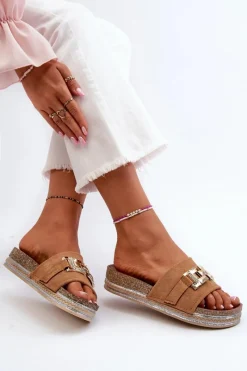 Klapki Na Platformie|Klapki Damskie Klasyczne>Boto Damskie Klapki Na Platformie Z Ozdobą Camel Vapireta