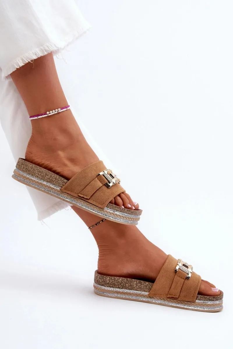 Klapki Na Platformie|Klapki Damskie Klasyczne>Boto Damskie Klapki Na Platformie Z Ozdobą Camel Vapireta