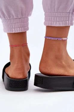 Clearance Big Star Shoes Damskie Klapki Na Platformie Zamszowe Big Star NN274A670 Czarne Czarny